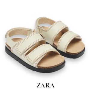 ZARA Kids | Ecru | LEATHER SANDALS WITH TOPSTITCHING